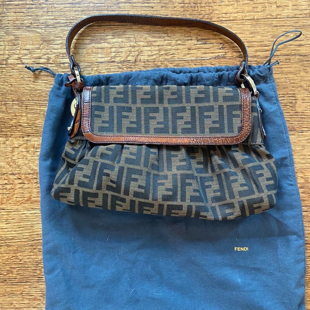 Fendi Zucca Small Chef Shoulder Bag Tobacco